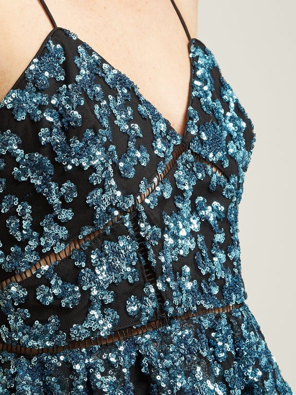 SELF-PORTRAIT Azaelea Sequinned Midi Blue Dress
