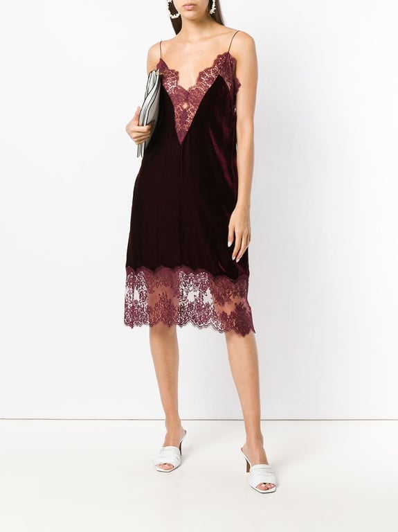 STELLA MCCARTNEY Lace Details Slip Burgundy Dress