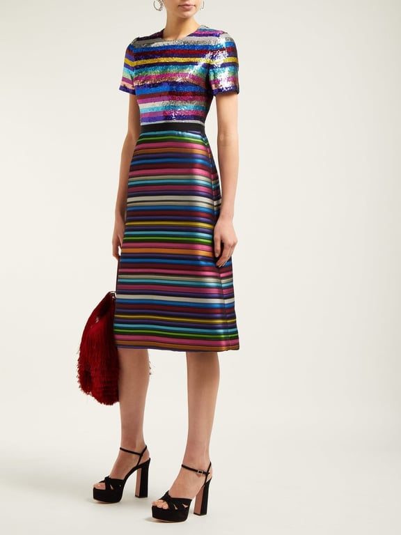 MARY KATRANTZOU L'amur Sequinned Jacquard Multicolored Dress