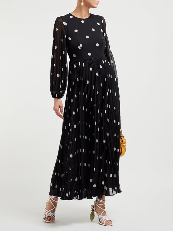 ZIMMERMANN Sunray Polka Dot-print Pleated Black Dress