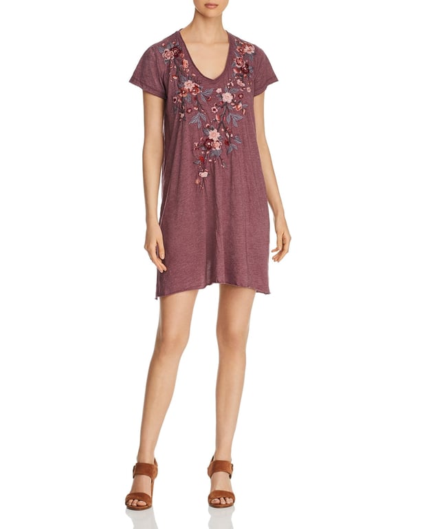 JOHNNY WAS Kira Embroidered Jersey Tunic Dress