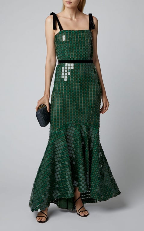 JOHANNA ORTIZ Night Dancing Sequin-Embroidered Midi Dress