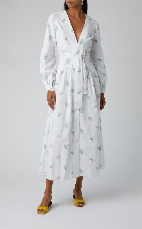 MARKARIAN Exclusive Zenia Embroidered Cotton Midi Wrap Dress