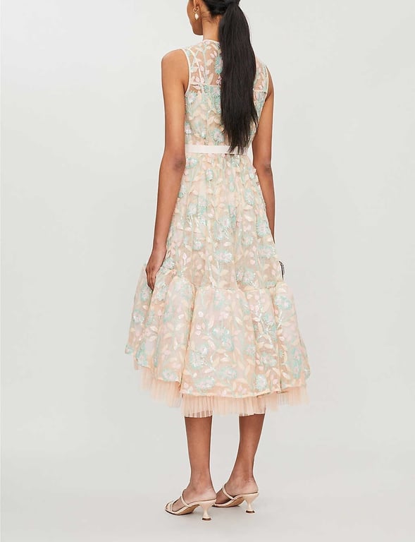 HUISHAN ZHANG Ines Floral-embroidered Sequins And Tulle Dress
