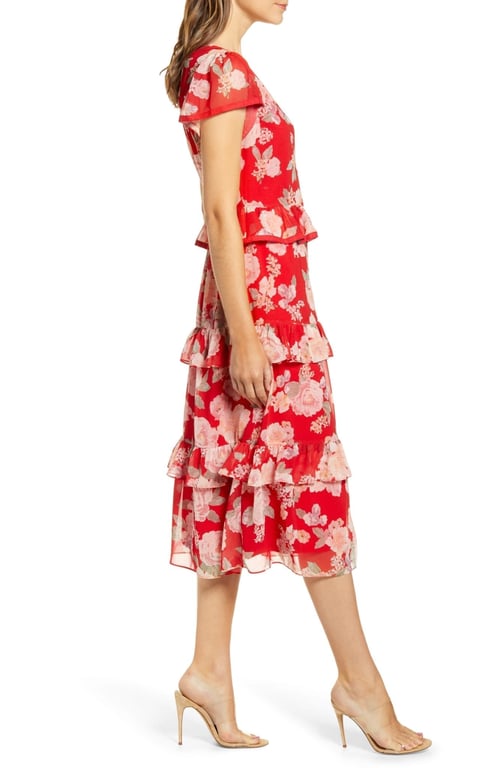 RACHEL PARCELL Floral Ruffle Shirt Dress