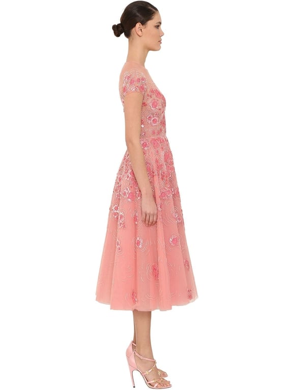 ZUHAIR MURAD Vintage Blossom Silk Chiffon Dress