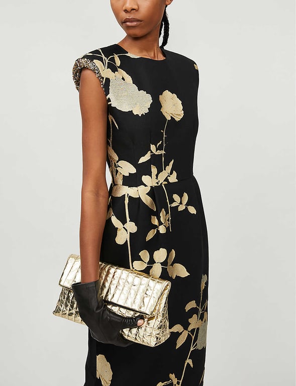 DRIES VAN NOTEN Sequin-embellished Metallic Floral-print Jacquard Midi Dress