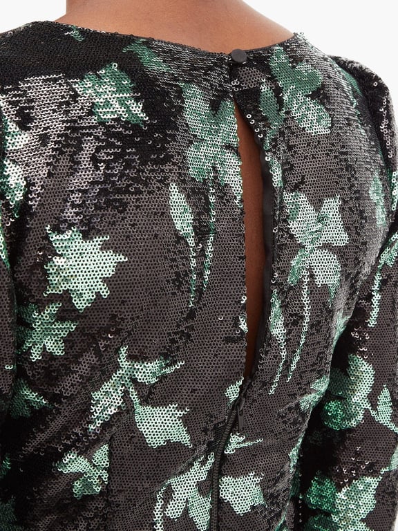 SELF-PORTRAIT Leaf-sequinned Wrap Dress