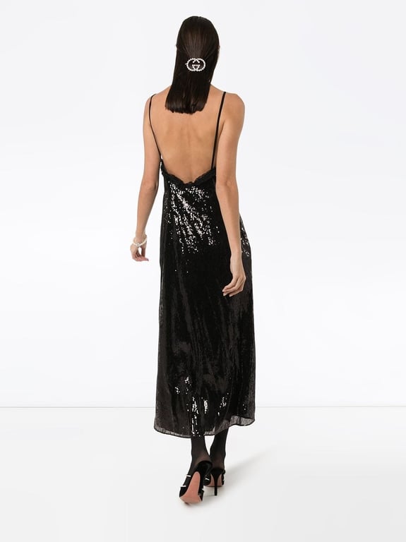 MIU MIU Sequinned Slip Midi Dress