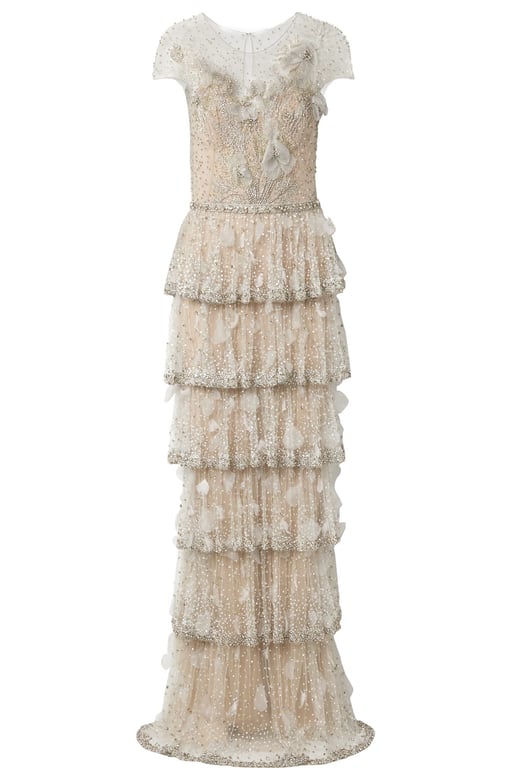 MARCHESA Tiered Embellished Tulle Gown