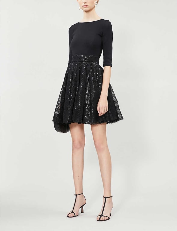 MAJE Romy Knitted And Sequinned Tulle Mini Dress