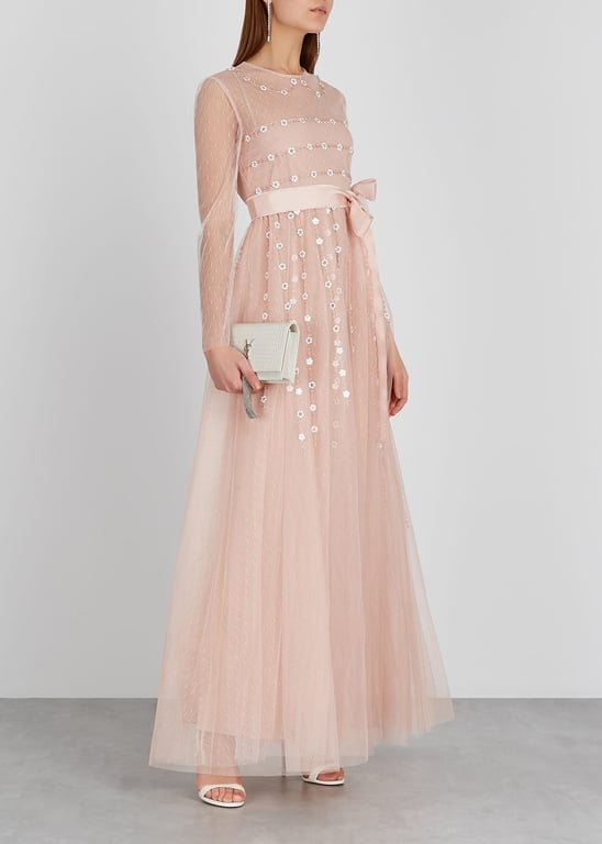 RED VALENTINO Blush Embellished Tulle Gown