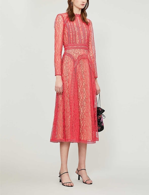 SELF-PORTRAIT Panelled Lace Midi Dress
