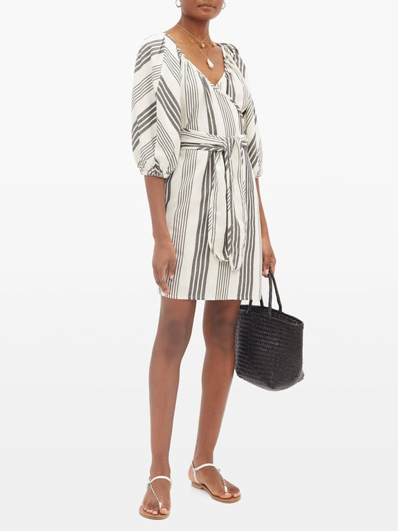 MARA HOFFMAN Coletta Stripe-jacquard Tencel-blend Wrap Dress