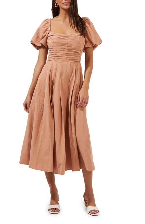 ASTR THE LABEL Pleated Bodice Bubble Sleeve Dress