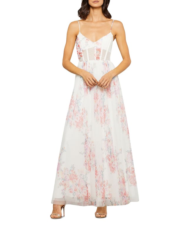 BCBGMAXAZRIA Floral Tulle Evening Gown