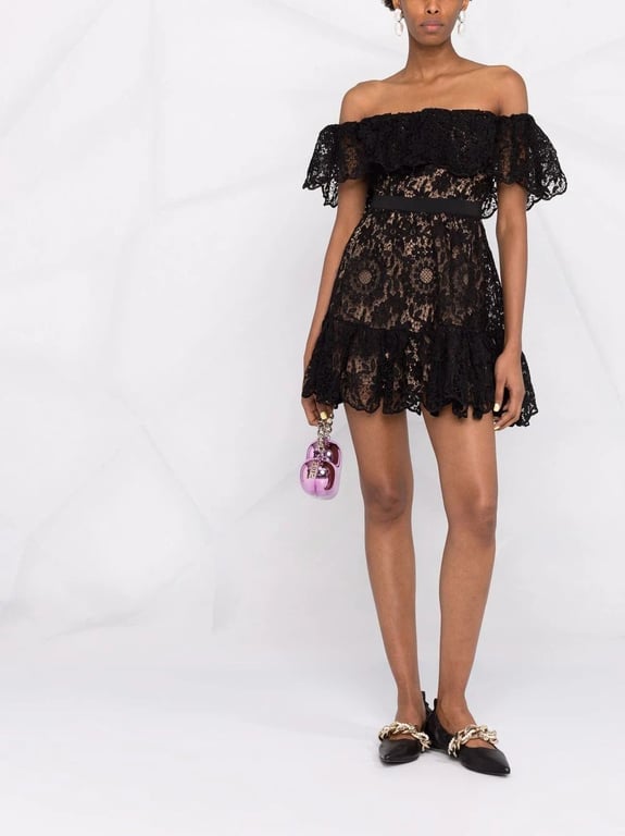 SELF-PORTRAIT Lace-detail Off-shoulder Mini Dress