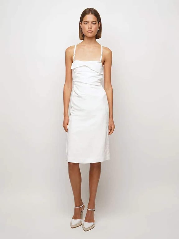 JACQUEMUS La Robe Laurier Linen Midi Dress W-Slit