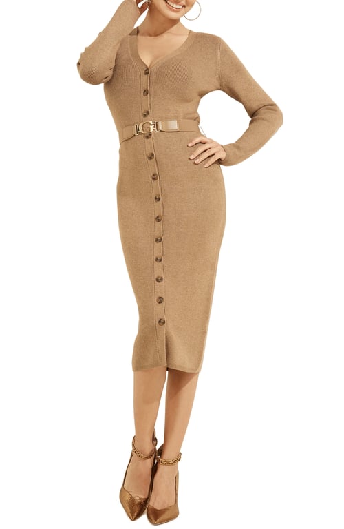 GUESS Luis Belted Long Sleeve Cardigan Dress