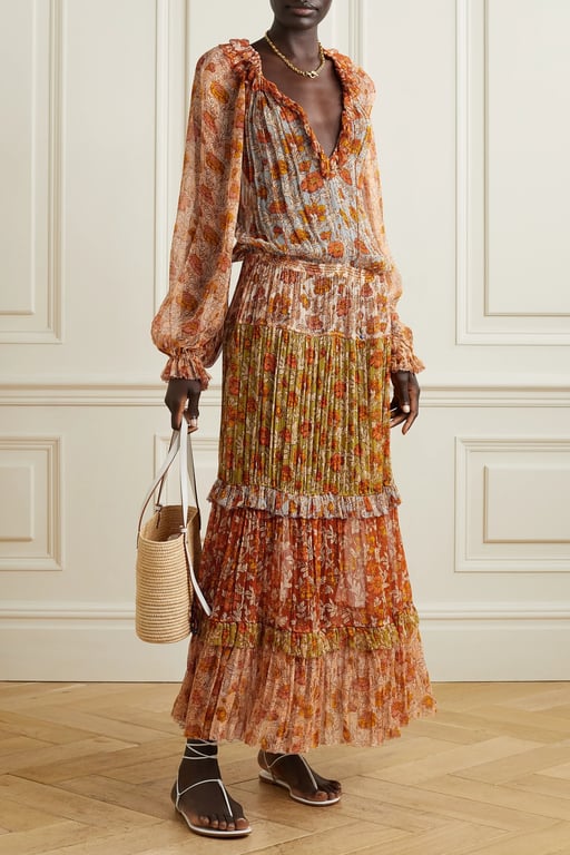 ZIMMERMANN Andie Tiered Floral-print Crepon Maxi Dress
