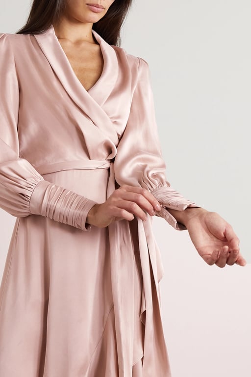 ZIMMERMANN Asymmetric Ruffled Silk-satin Wrap Dress