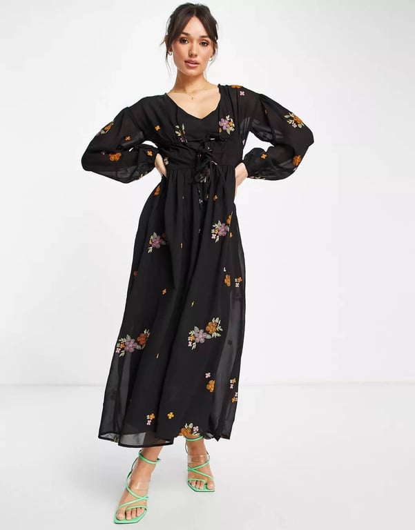 ASOS DESIGN Soft All Over Embroidered Maxi Dress
