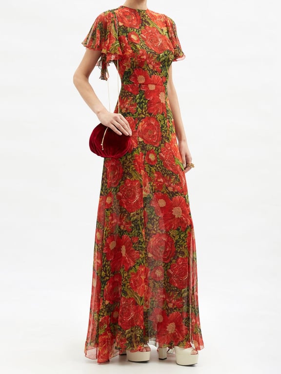 THE VAMPIRE'S WIFE The Light Sleeper Rose-print Silk-georgette Dress