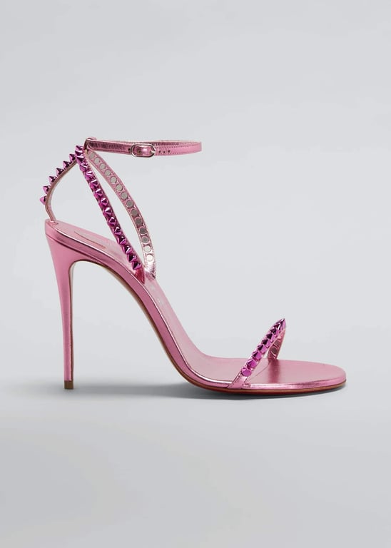 so me red sole spike metallic leather sandals