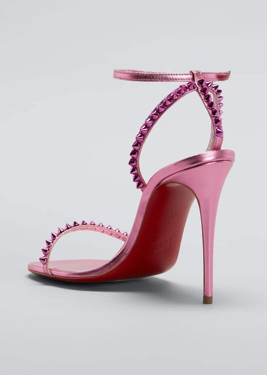 so me red sole spike metallic leather sandals