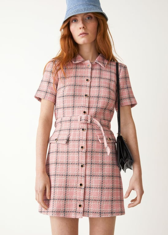 & OTHER STORIES Collared Tweed Mini Dress