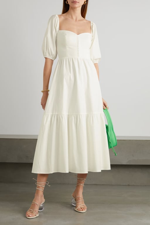 REFORMATION Rutherford Smocked Organic Cotton-blend Midi Dress