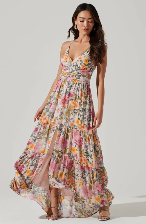 ASTR THE LABEL Frolic Floral Cutout Maxi Dress