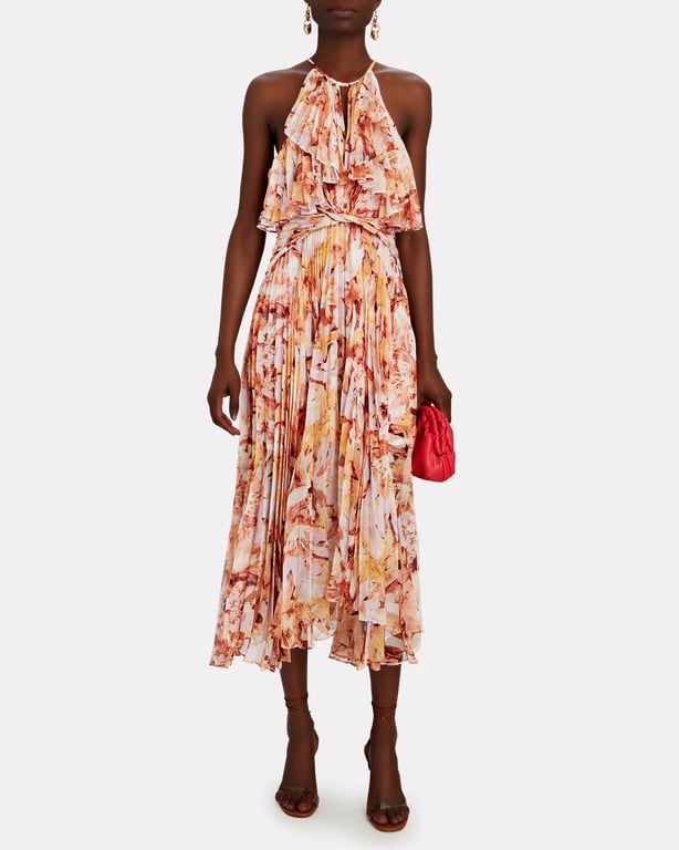 ACLER Catherine Pleated Floral Midi Dress