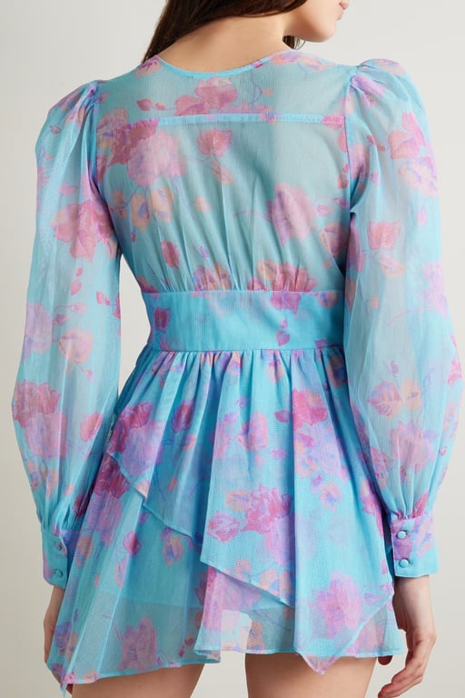 LOVESHACKFANCY Varsha Ruffled Floral-print Cotton-blend Tulle Mini Dress