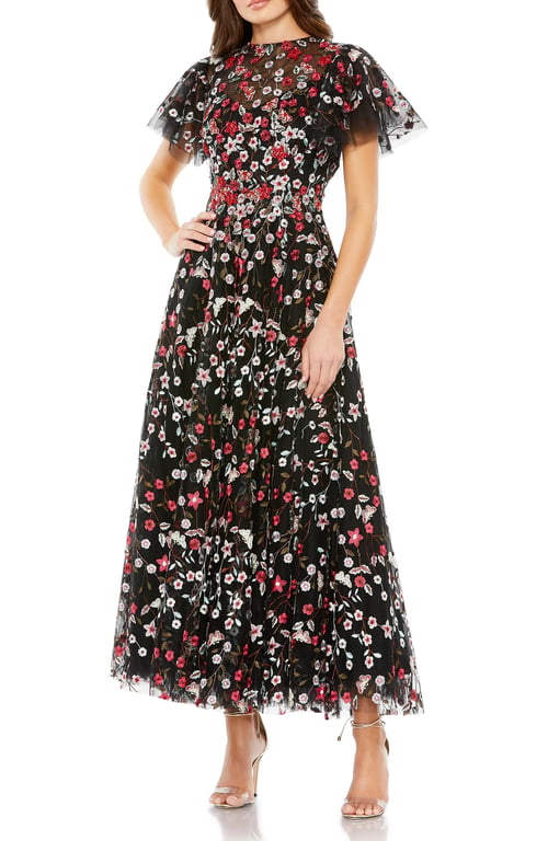 MAC DUGGAL Embroidered Floral Cocktail Dress