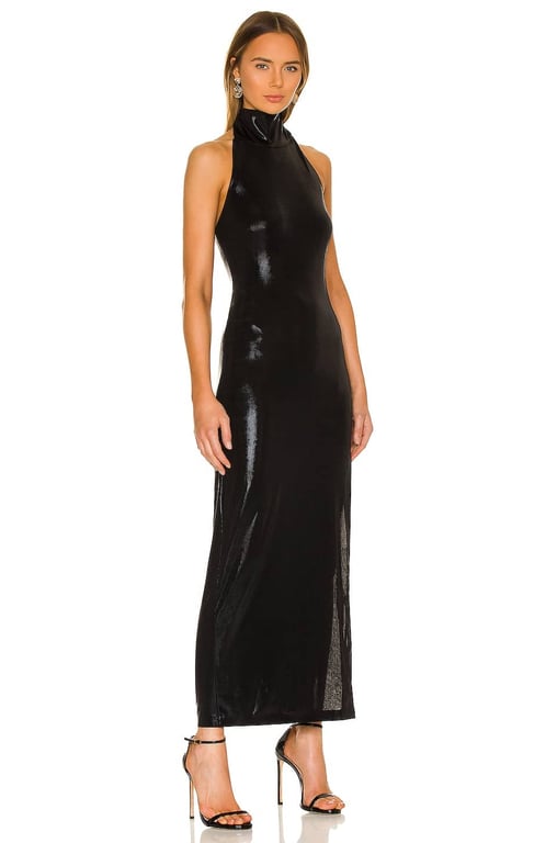 NORMA KAMALI Halter Turtle Side Slit Gown - We Select Dresses