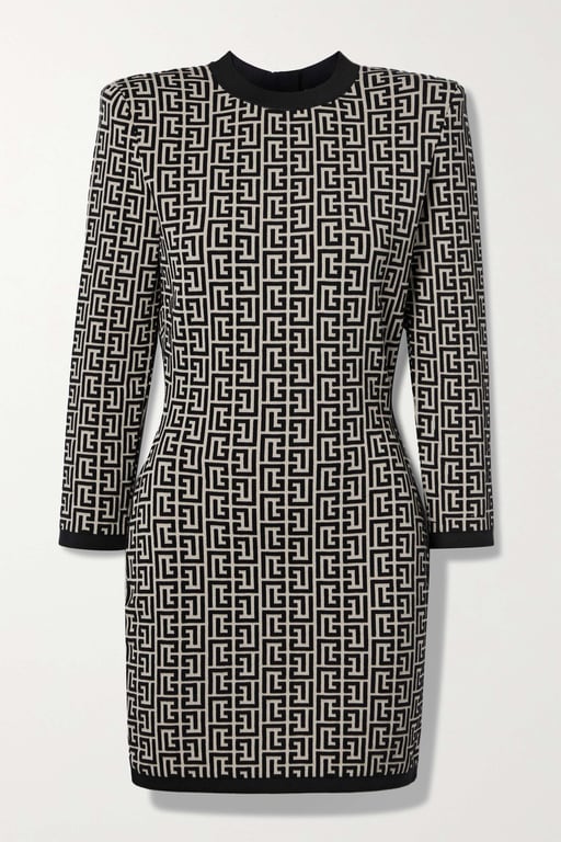 BALMAIN Wool-blend Jacquard Mini Dress
