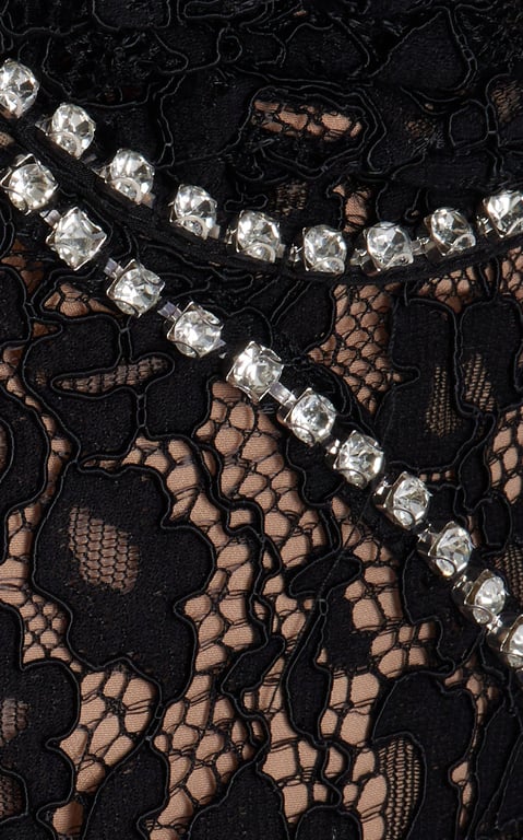 SELF PORTRAIT Crystal-Trimmed Lace Maxi Dress