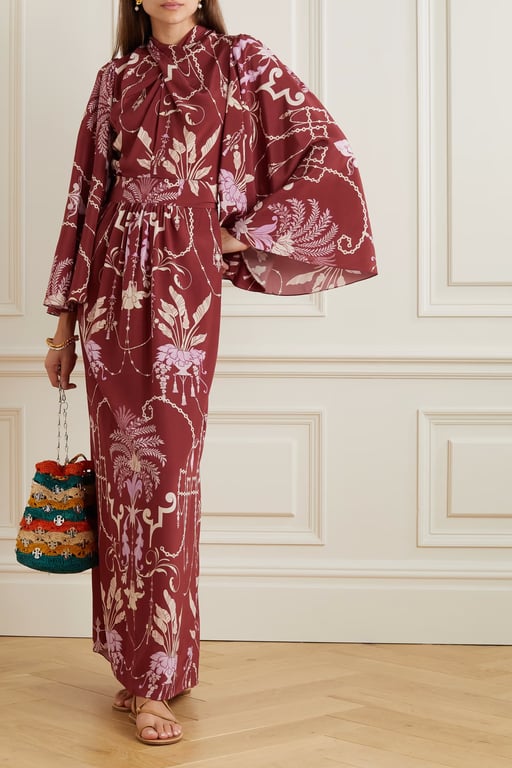 JOHANNA ORTIZ Hanging Garden Printed Silk-satin Maxi Dress