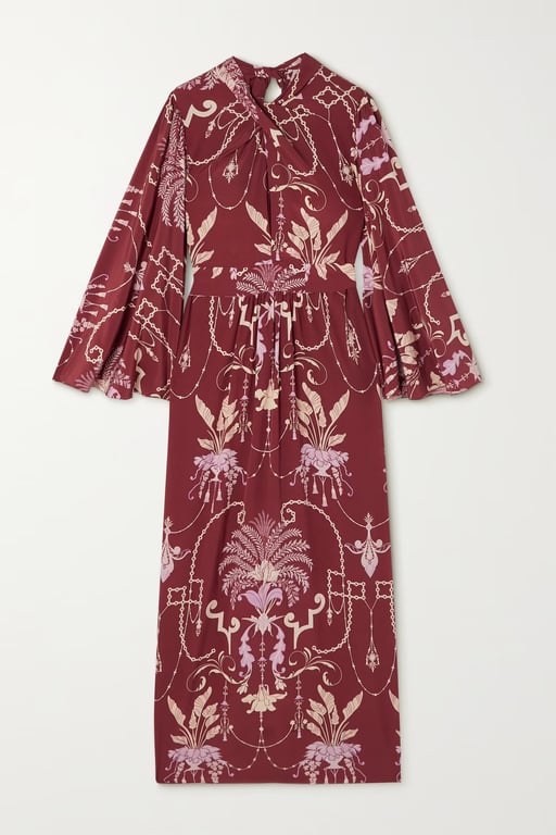 JOHANNA ORTIZ Hanging Garden Printed Silk-satin Maxi Dress