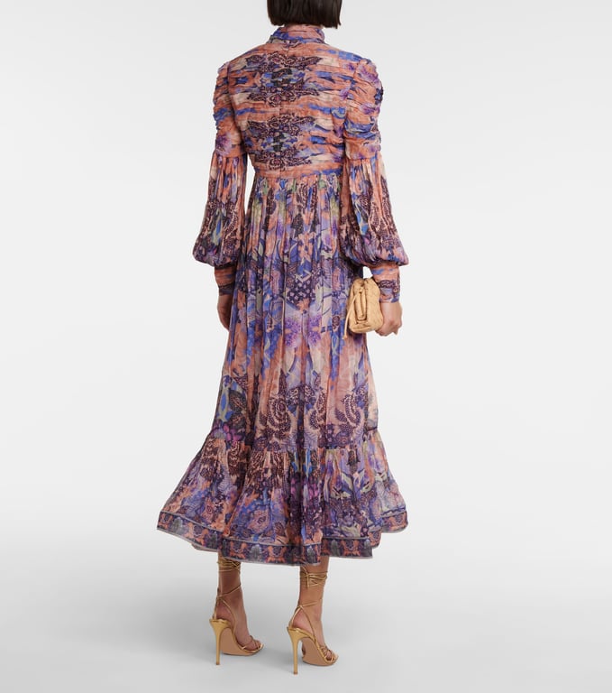 ZIMMERMANN Celestial Ruched Printed Midi Dress