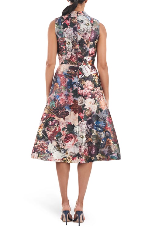 KAY UNGER Sarabeth Floral Print Fit & Flair Midi Dress