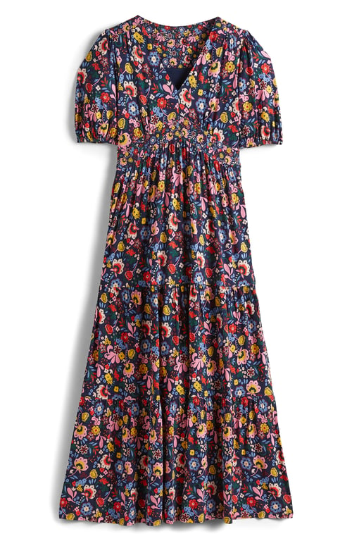 BODEN Floral Print Tiered Jersey Maxi Dress