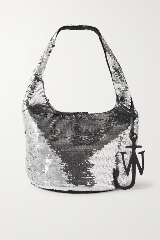 JW ANDERSON Mini Leather-trimmed Sequined Jersey Tote Bag