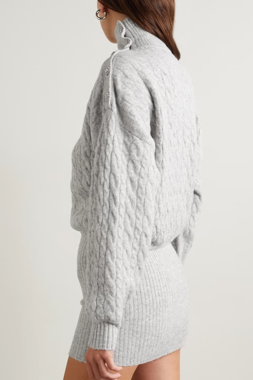 RETROFÊTE Waverly Crystal-embellished Cable-knit Mini Dress