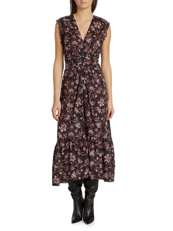 DEREK LAM 10 CROSBY Kris Sleeveless Floral Midi-Dress