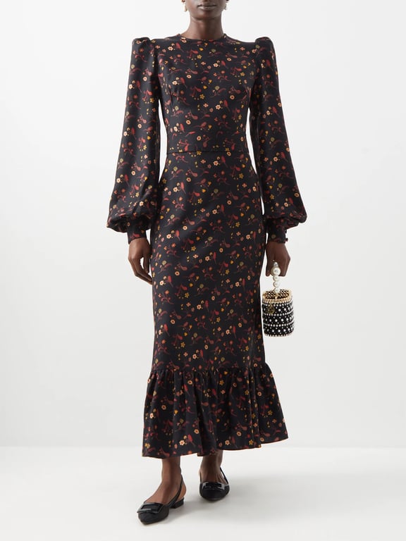 THE VAMPIRE'S WIFE The Villanelle Floral-print Wool-crepe Dress