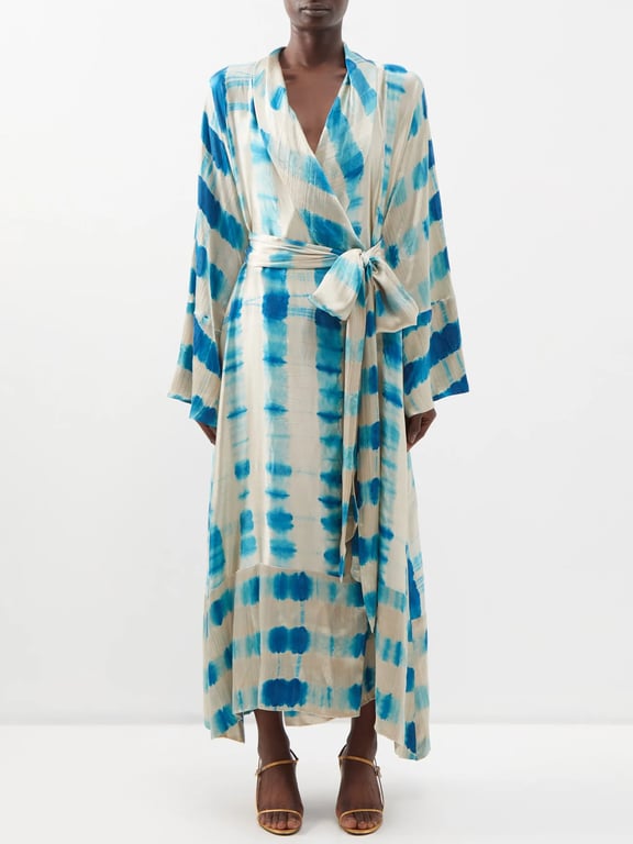 DELOS Aida Shibori-dyed Silk Wrap Dress