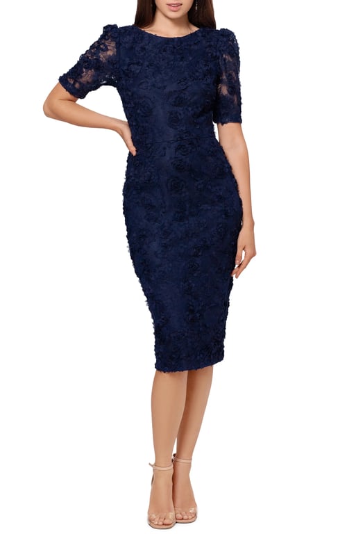 xscape raised floral gown