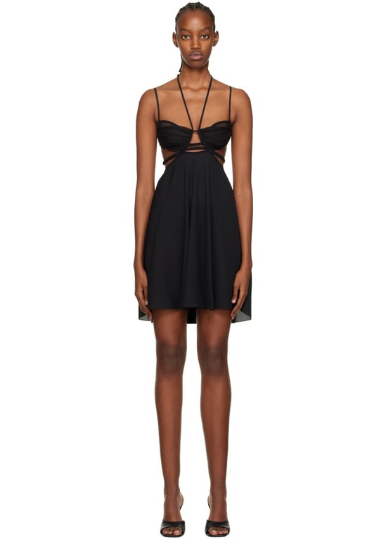 NENSI DOJAKA Black Draped Double Bra Mini Dress We Select Dresses